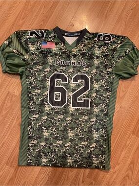 Cobras #62 Green Camo Football Jersey by CHAMPRO ADULT M. SHORT SLEEVES